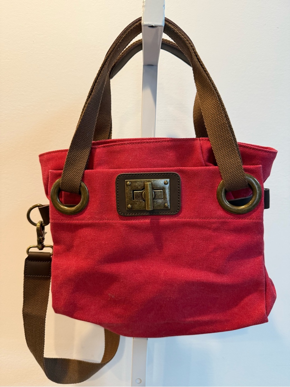 ZEDE Paris Canvas Crossbody Tote Brown Webbing Straps Minimalist Pont Des  Arts